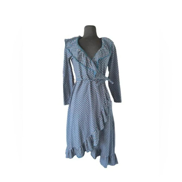 Reunion Wrap Dress Matilda Jane Sz S Teal Orange Asymmetrical Ruffle Hem… - Picture 2 of 6